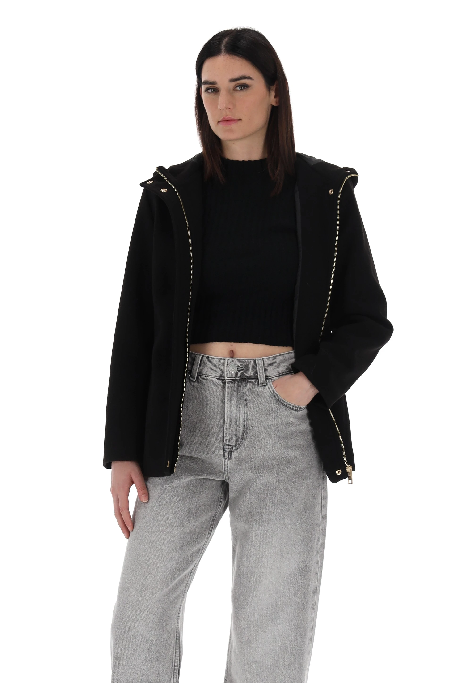 Cappotto con cappuccio e tasche a filo Tiffosi donna